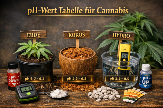 pH Wert Tabelle Cannabis Erde Kokos Hydro optimaler pH Vergleich Übersicht